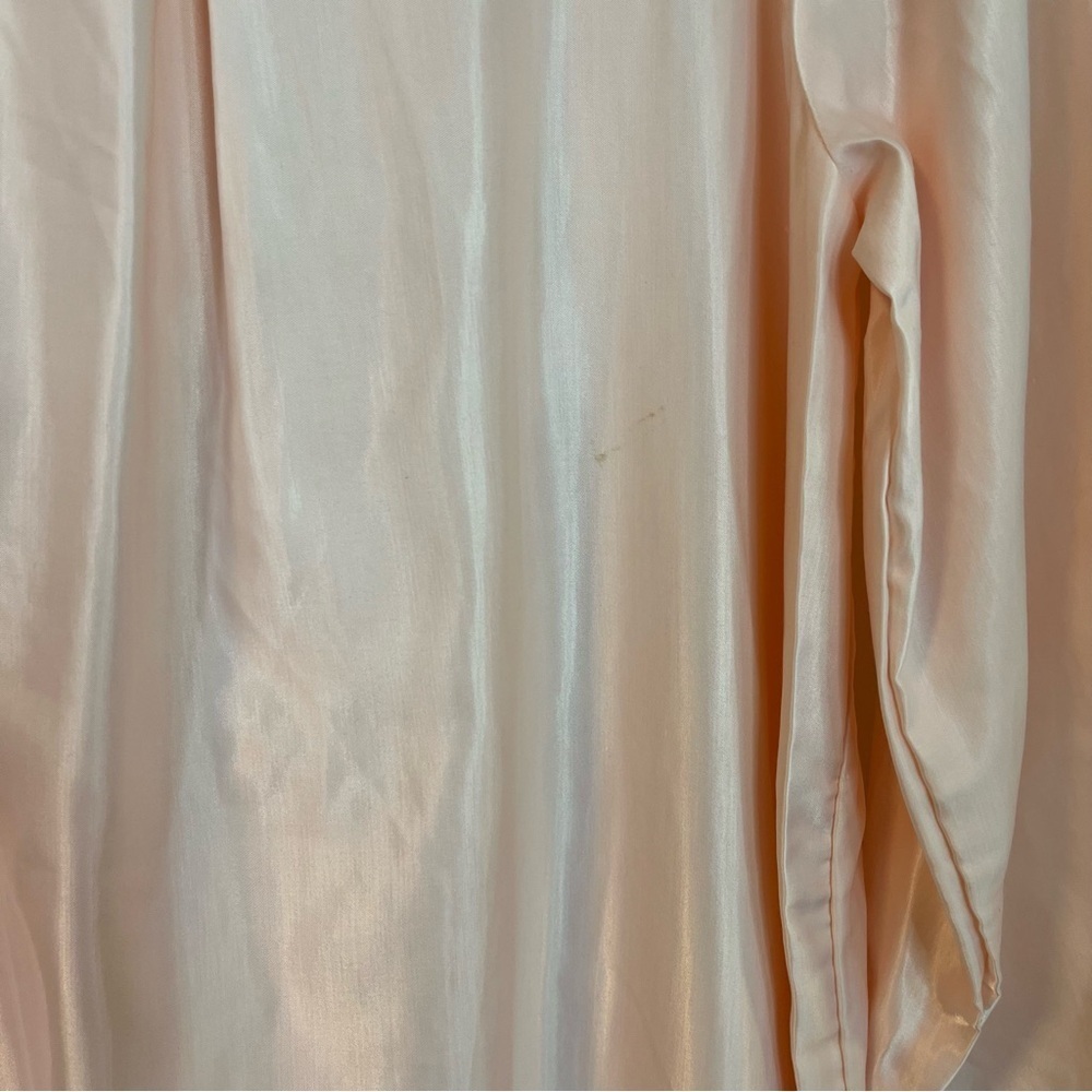 Vintage Silky Long Sleeve Nightgown M Pink Grandmacore Cottagecore Prairie Lace - Picture 9 of 11
